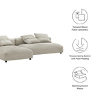 Canapé modulable en tissu rembourré avec méridienne