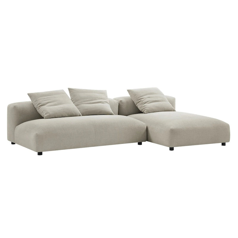 Canapé modulable en tissu rembourré avec méridienne