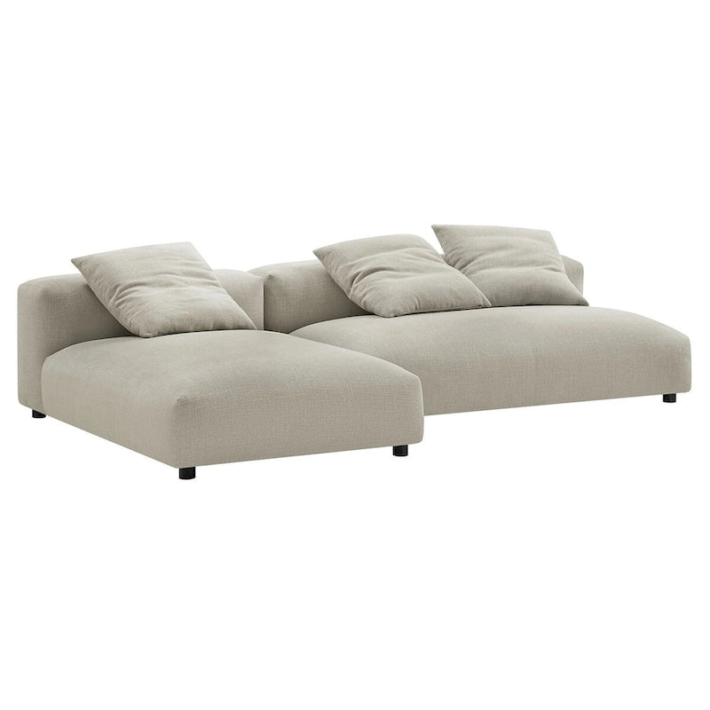 Canapé modulable en tissu rembourré avec méridienne