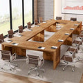 Table de conférence rectangulaire en bois brun de 4 m