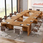 Table de conférence rectangulaire en bois brun de 4 m