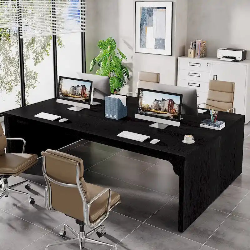 Table de conférence rectangulaire en bois brun de 4 m
