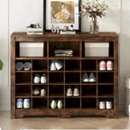 Console à chaussures 24 casiers, Meuble à chaussures avec base incurvée, Buffet polyvalent