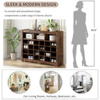 Console à chaussures 24 casiers, Meuble à chaussures avec base incurvée, Buffet polyvalent