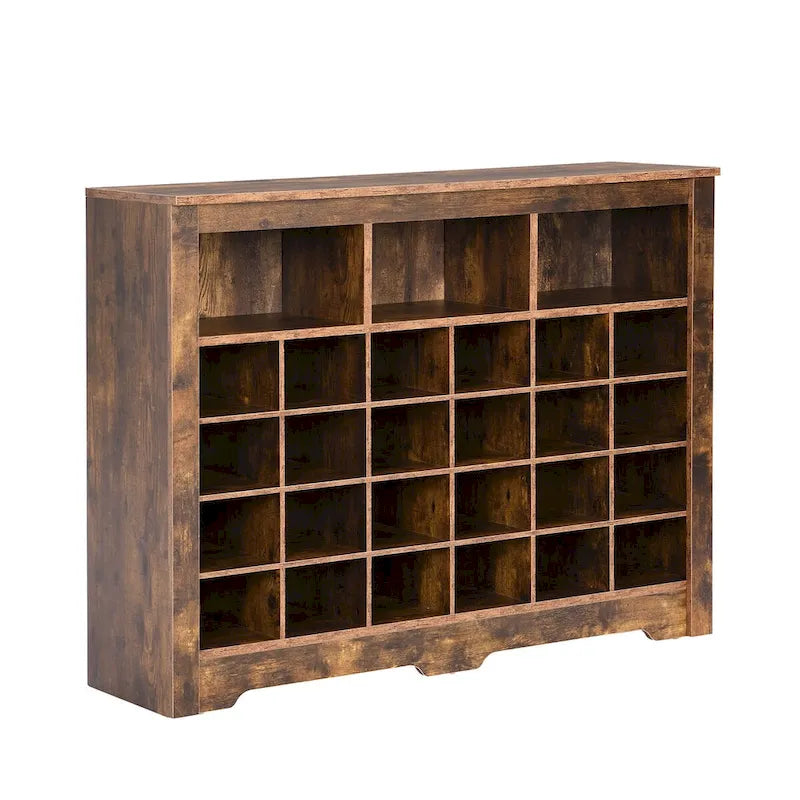 Console à chaussures 24 casiers, Meuble à chaussures avec base incurvée, Buffet polyvalent