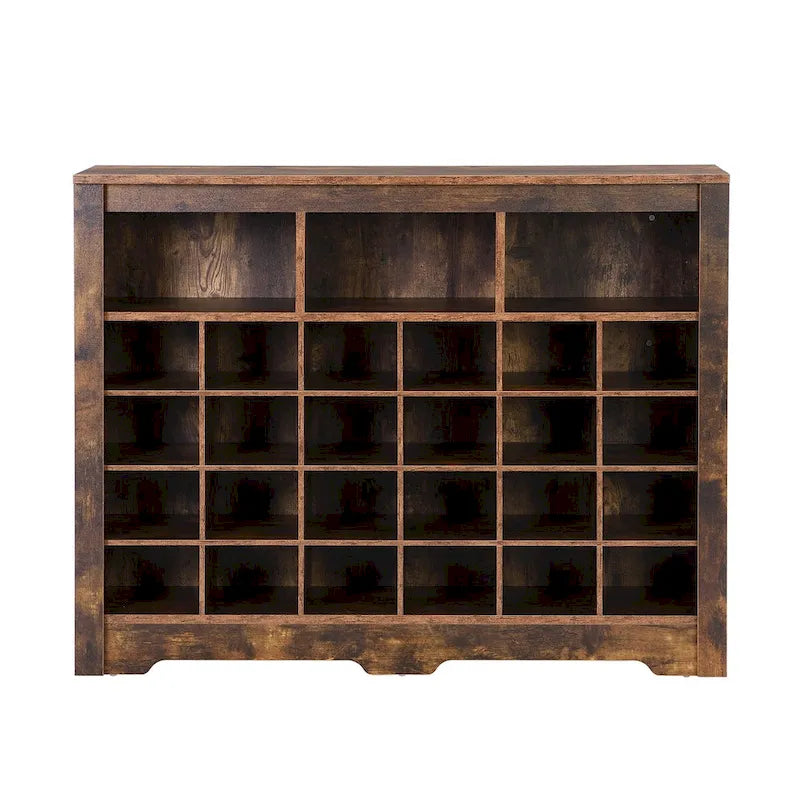 Console à chaussures 24 casiers, Meuble à chaussures avec base incurvée, Buffet polyvalent