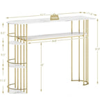 Console Table Tables d'appoint de canapé dorées Table d'entrée étroite avec rangement et étagères