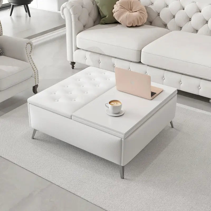 Bancs de rangement carrés Table basse avec plateau relevable Pouf de rangement surdimensionné