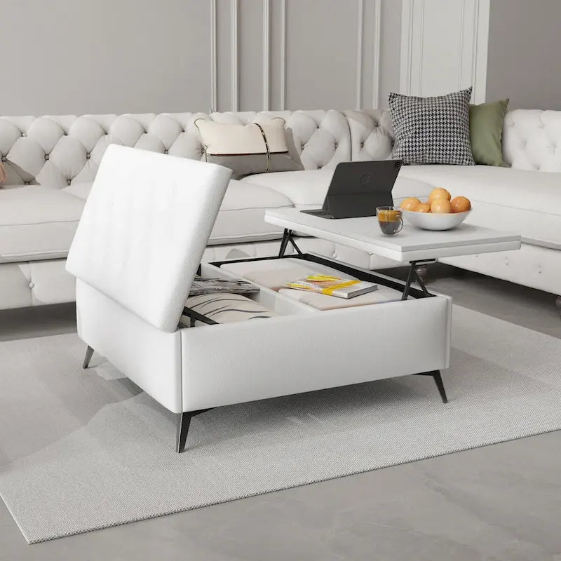 Bancs de rangement carrés Table basse avec plateau relevable Pouf de rangement surdimensionné