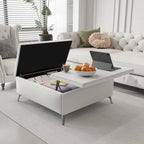Bancs de rangement carrés Table basse avec plateau relevable Pouf de rangement surdimensionné