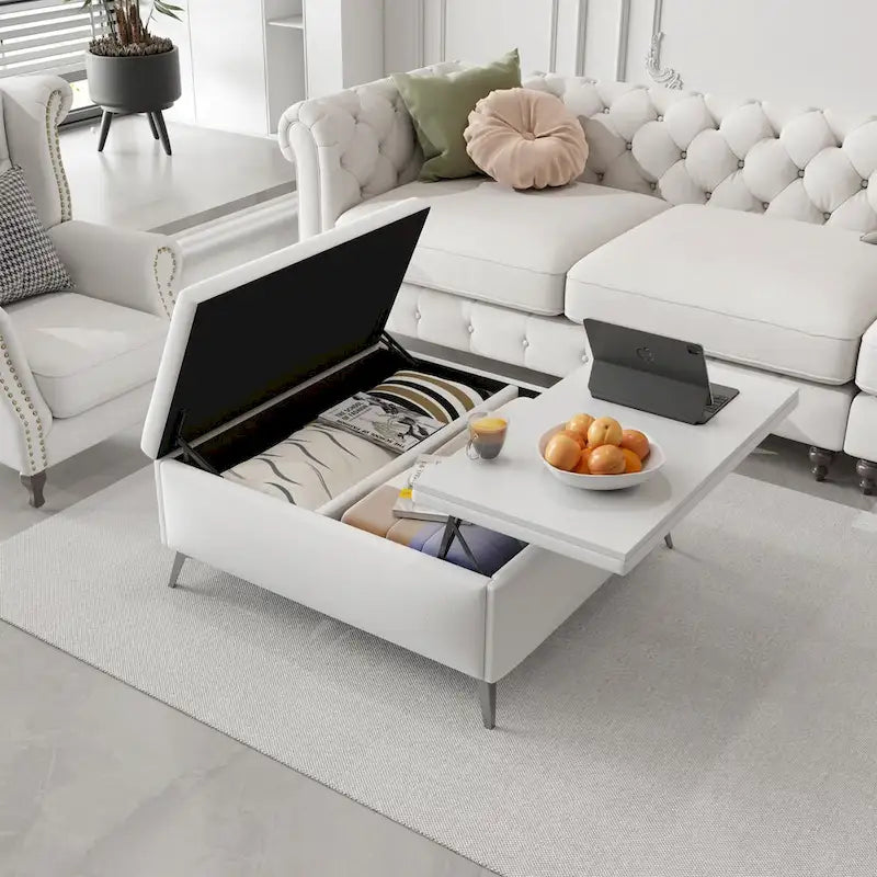 Bancs de rangement carrés Table basse avec plateau relevable Pouf de rangement surdimensionné