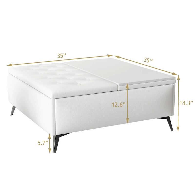 Bancs de rangement carrés Table basse avec plateau relevable Pouf de rangement surdimensionné